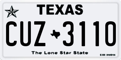 TX license plate CUZ3110