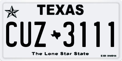 TX license plate CUZ3111