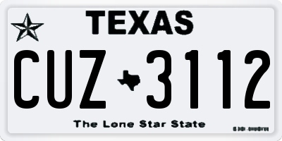 TX license plate CUZ3112