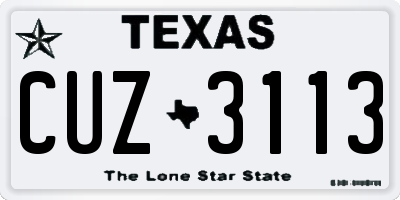 TX license plate CUZ3113