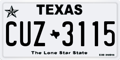 TX license plate CUZ3115