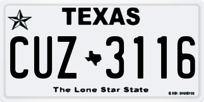 TX license plate CUZ3116