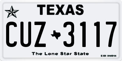 TX license plate CUZ3117