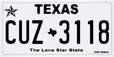 TX license plate CUZ3118