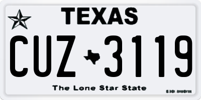 TX license plate CUZ3119