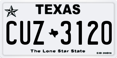 TX license plate CUZ3120