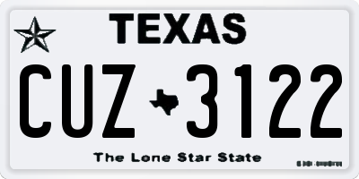 TX license plate CUZ3122