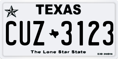 TX license plate CUZ3123