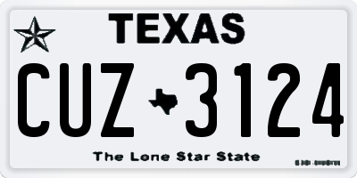 TX license plate CUZ3124