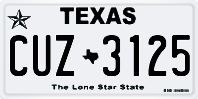 TX license plate CUZ3125