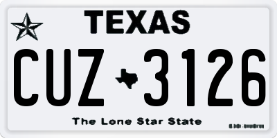 TX license plate CUZ3126