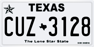 TX license plate CUZ3128