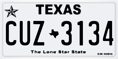 TX license plate CUZ3134