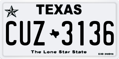 TX license plate CUZ3136