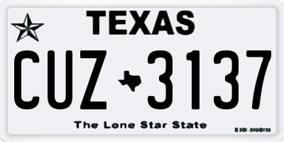 TX license plate CUZ3137