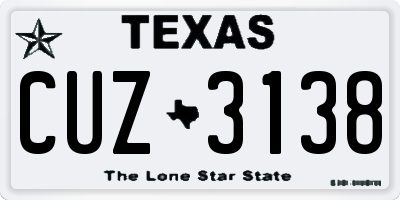 TX license plate CUZ3138