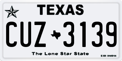 TX license plate CUZ3139