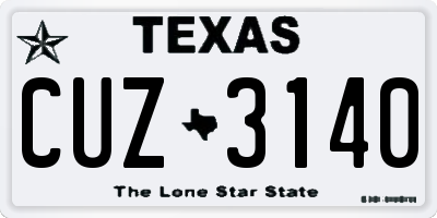 TX license plate CUZ3140