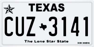 TX license plate CUZ3141