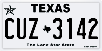 TX license plate CUZ3142