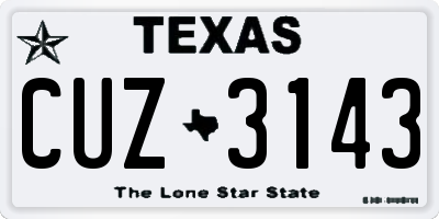 TX license plate CUZ3143