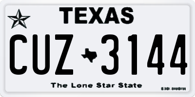 TX license plate CUZ3144
