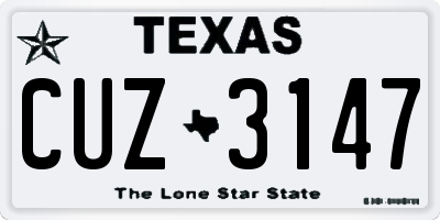 TX license plate CUZ3147