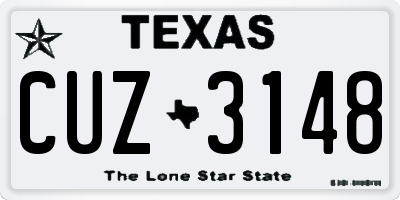 TX license plate CUZ3148
