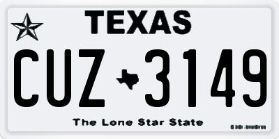 TX license plate CUZ3149