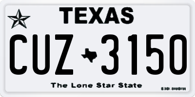 TX license plate CUZ3150