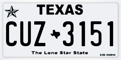 TX license plate CUZ3151