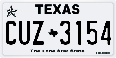 TX license plate CUZ3154
