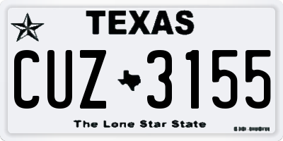 TX license plate CUZ3155
