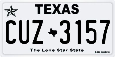 TX license plate CUZ3157