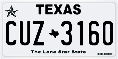 TX license plate CUZ3160