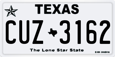 TX license plate CUZ3162