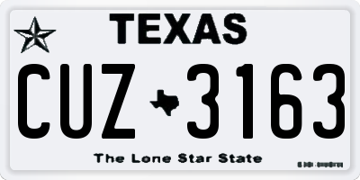 TX license plate CUZ3163