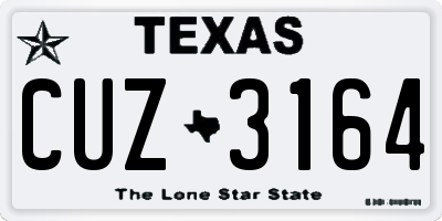 TX license plate CUZ3164