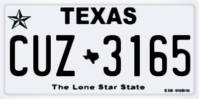 TX license plate CUZ3165