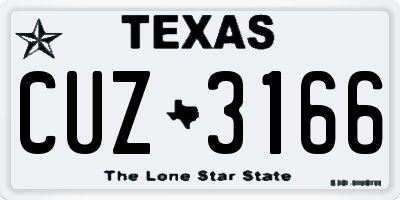 TX license plate CUZ3166