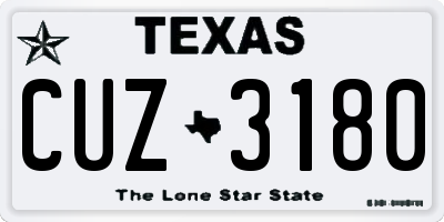 TX license plate CUZ3180