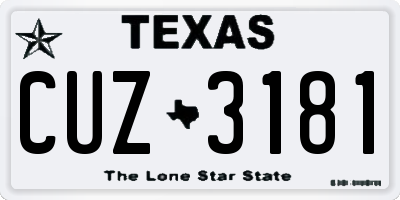 TX license plate CUZ3181