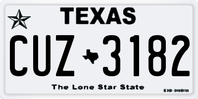 TX license plate CUZ3182