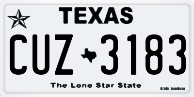 TX license plate CUZ3183