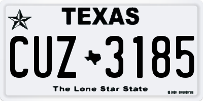 TX license plate CUZ3185