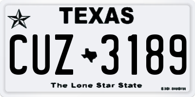 TX license plate CUZ3189