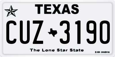 TX license plate CUZ3190