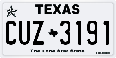 TX license plate CUZ3191