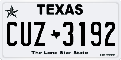 TX license plate CUZ3192