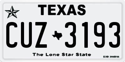 TX license plate CUZ3193